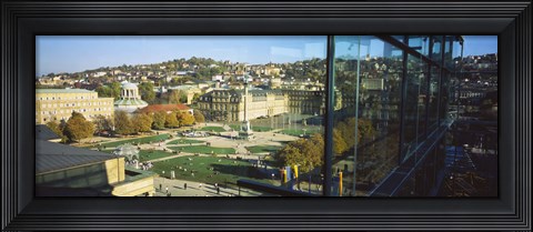 Framed High Angle View Of A City, Schlossplatz, Stuttgart, Baden-Wurttemberg, Germany Print