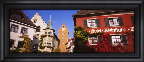 Framed Low Angle View Of Buildings In A Town, Lake Constance, Meersburg, Baden-Wurttemberg, Germany Print