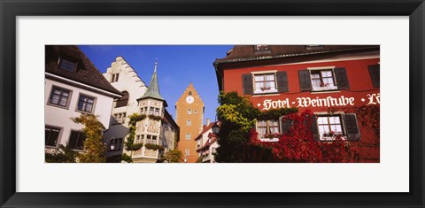 Framed Low Angle View Of Buildings In A Town, Lake Constance, Meersburg, Baden-Wurttemberg, Germany Print