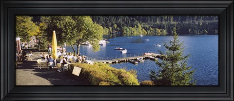 Framed High Angle View Of A Restaurant Near A Lake, Black Forest, Titisee-Neustadt, Baden-Wurttemberg, Germany Print
