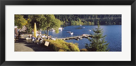 Framed High Angle View Of A Restaurant Near A Lake, Black Forest, Titisee-Neustadt, Baden-Wurttemberg, Germany Print