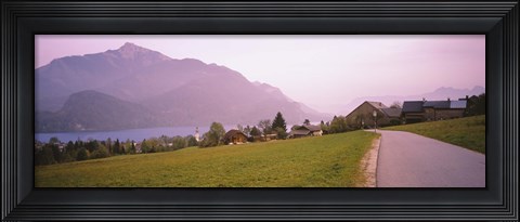 Framed Empty Road Running Through A Town, Wolfgangsee, Austria Print