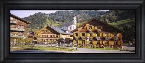 Framed Church In A Village, Bregenzerwald, Vorarlberg, Austria Print
