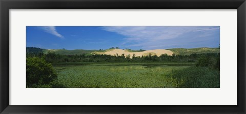 Framed Panoramic view of a lake, Sleeping Bear Dunes National Lakeshore, Michigan, USA Print