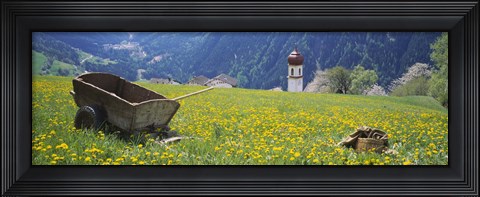 Framed Wheelbarrow in a field, Austria Print