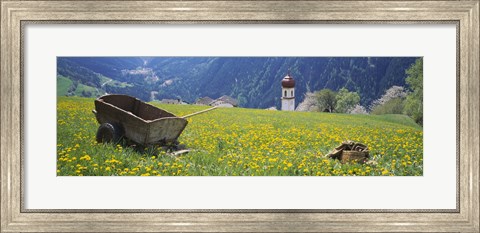 Framed Wheelbarrow in a field, Austria Print