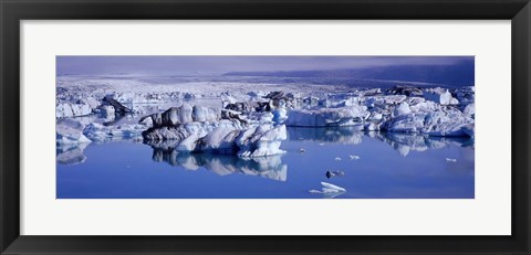 Framed Glaciers floating on water, Jokulsa River, Breidamerkursandur, Jokulsarlon Glacial Lagoon, Vatnajokull, Iceland Print