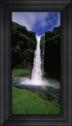 Framed Waterfall in the forest, Kvernufoss, Iceland Print