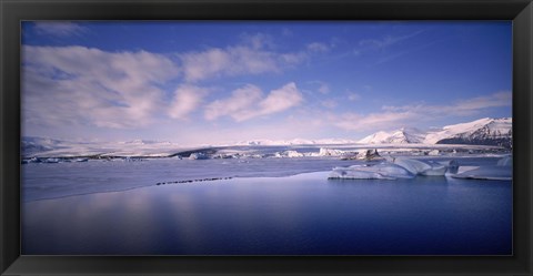 Framed Glacier floating on water, Jokulsarlon Glacial Lagoon, Vatnajokull, Iceland Print