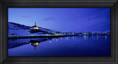 Framed Town at the waterfront, Holmavik, Iceland Print
