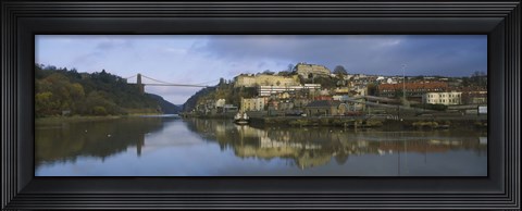 Framed Suspension bridge across a river, Clifton Suspension Bridge, River Avon, Bristol, England Print