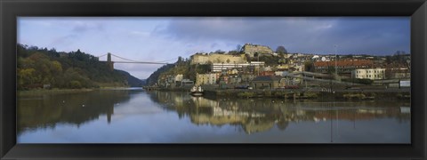 Framed Suspension bridge across a river, Clifton Suspension Bridge, River Avon, Bristol, England Print