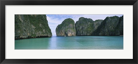 Framed Rock formations in the ocean, Mahya Beach, Ko Phi Phi Lee, Phi Phi Islands, Thailand Print