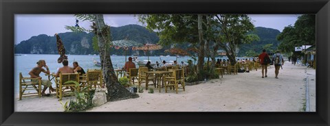 Framed Restaurant on the beach, Ko Phi Phi Don, Phi Phi Islands, Thailand Print