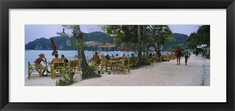 Framed Restaurant on the beach, Ko Phi Phi Don, Phi Phi Islands, Thailand Print