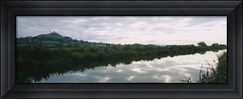 Framed Reflection of clouds in the river, River Brue, Glastonbury Tor, Glastonbury, Somerset, England Print