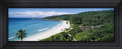 Framed High angle view of the beach, Grand Anse Beach, La Digue Island, Seychelles Print