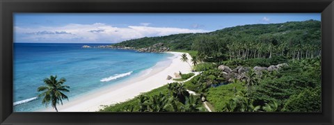 Framed High angle view of the beach, Grand Anse Beach, La Digue Island, Seychelles Print