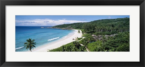 Framed High angle view of the beach, Grand Anse Beach, La Digue Island, Seychelles Print