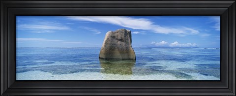 Framed Boulder in the sea, Anse Source D&#39;argent Beach, La Digue Island, Seychelles Print