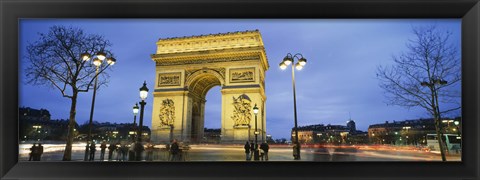 Framed Tourists walking in front of a monument, Arc de Triomphe, Paris, France Print