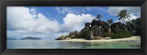 Framed Rock Formations on Anse Source D&#39;argent Beach, La Digue Island, Seychelles Print