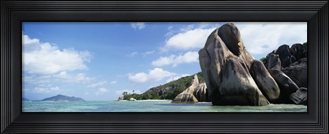 Framed Rocks on Anse Source D&#39;argent Beach, La Digue Island, Seychelles Print