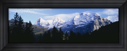 Framed Snow covered mountains on a landscape, Bernese Oberland, Switzerland Print