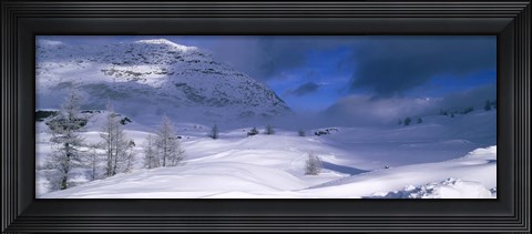 Framed Snowcapped mountain in a polar landscape, Simplon pass, Switzerland Print
