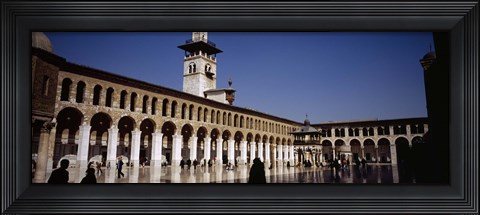 Framed Group of people walking in the courtyard of a mosque, Umayyad Mosque, Damascus, Syria Print