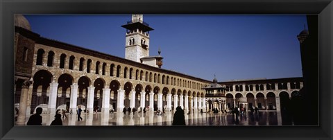 Framed Group of people walking in the courtyard of a mosque, Umayyad Mosque, Damascus, Syria Print