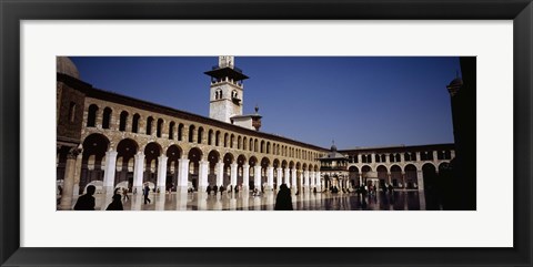 Framed Group of people walking in the courtyard of a mosque, Umayyad Mosque, Damascus, Syria Print