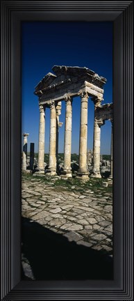 Framed Old ruins of a built structure, Entrance Columns, Apamea, Syria Print