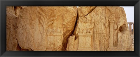 Framed Carving on rocks, Palmyra, Syria Print