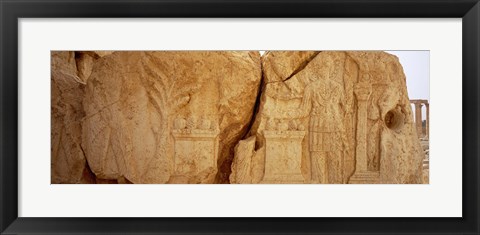 Framed Carving on rocks, Palmyra, Syria Print