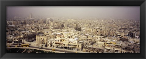 Framed Aerial view of a city in a sandstorm, Aleppo, Syria Print