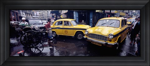 Framed Traffic in a street, Calcutta, West Bengal, India Print