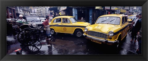 Framed Traffic in a street, Calcutta, West Bengal, India Print