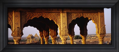 Framed Monuments at a place of burial, Jaisalmer, Rajasthan, India Print