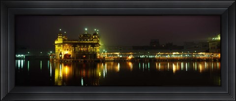 Framed Temple lit up at night, Golden Temple, Amritsar, Punjab, India Print