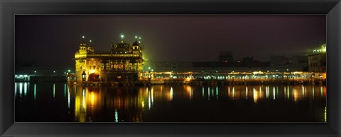 Framed Temple lit up at night, Golden Temple, Amritsar, Punjab, India Print