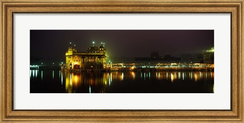 Framed Temple lit up at night, Golden Temple, Amritsar, Punjab, India Print