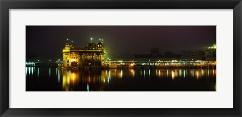 Framed Temple lit up at night, Golden Temple, Amritsar, Punjab, India Print