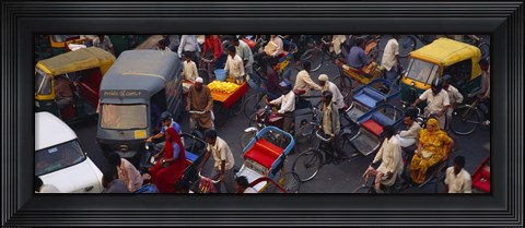 Framed High angle view of traffic on the street, Old Delhi, Delhi, India Print