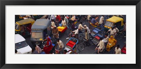 Framed High angle view of traffic on the street, Old Delhi, Delhi, India Print