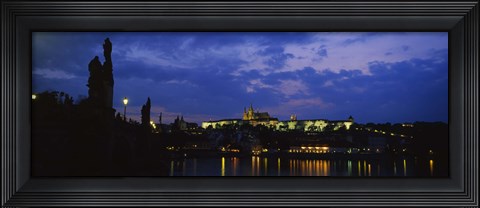 Framed Buildings lit up at night, Prague, Czech Republic Print