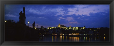 Framed Buildings lit up at night, Prague, Czech Republic Print