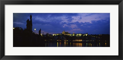 Framed Buildings lit up at night, Prague, Czech Republic Print