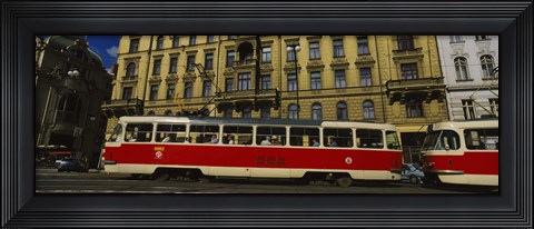 Framed Electric train on a street, Prague, Czech Republic Print