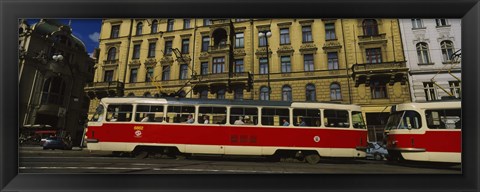 Framed Electric train on a street, Prague, Czech Republic Print